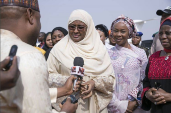 Aisha Buhari back from Umrah, thanks Nigerians for standing by her husband’s administration