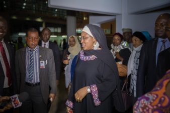 Buhari will soon be back, thanks Osinbajo for his loyalty, Aisha Buhari says upon return from UK