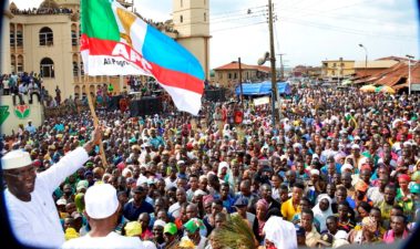 Osun West By-Election: Mammoth crowd as Aregbesola leads APC in mega-rally