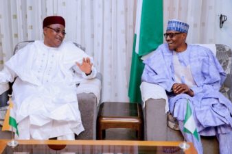 PRESIDENTIAL VISIT IN PICTURES: Nigeria’s President Muhammadu Buhari hosts Nigerien counterpart, Mahamadou Issoufou, in a closed door meeting in Daura, Katsina State, Nigeria, Tuesday.