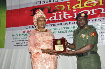 Wife of President commends NYSC over promotion of entrepreneurship