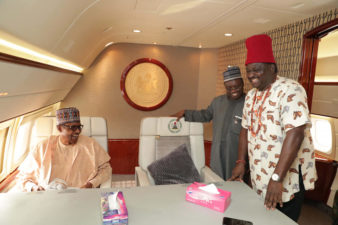 ‘Chief! I like this Attire’, Humorous Buhari admires Femi Adesina’s Igbo dress