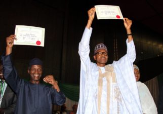 Breaking: Buhari, Osinbajo receive Certificate of Return from INEC