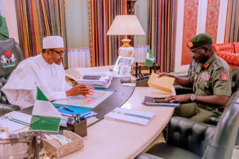 PHOTO NEWS: President Buhari receives security briefings from his Service Chiefs