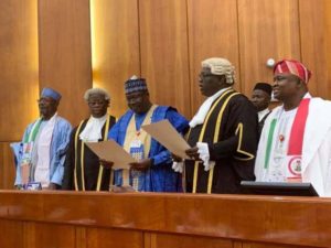 PHOTO: Ahmed Lawan being sworn in as new President of the Nigeria’s 9th Senate Tuesday 11th June 2019