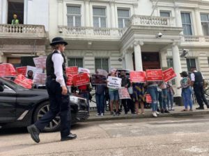 SHIITES GROUP: Nigerian protesters storm Iranian Embassy in London, warn Asian country to stop sponsoring terrorism in Nigeria