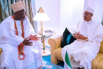 South-West will not go to war with any region, Ooni of Ife declares after meeting with President Buhari