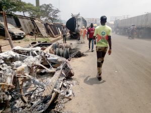 Renewed calls for urgent attention, as Lagos-Ogun Tollgate hit by midnight tanker explosion, massive destruction