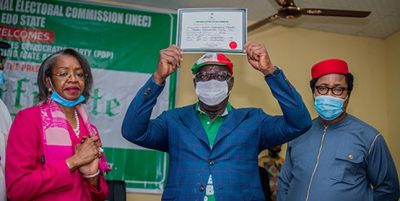 EDO: Obaseki, Shaibu receive Certificates of Return