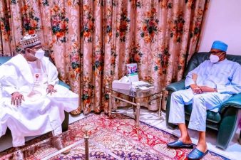 PHOTO NEWS: President Buhari receives in audience Generals Abubakar, Marwa in State House