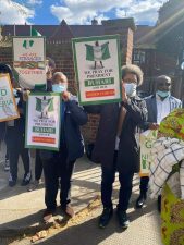 PHOTOS: Reno Omokri, others shamed in London as citizens converge at Abuja House in solidarity with President Buhari’s Administration