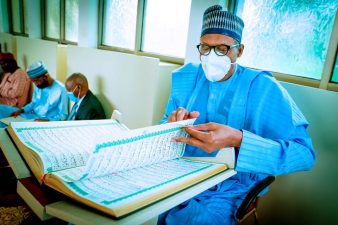 President Buhari joins worshippers for annual Tafsir in State House