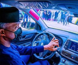 TOWARDS DEVELOPED NATIONHOOD: Osinbajo test-drives Nigeria’s first electric car