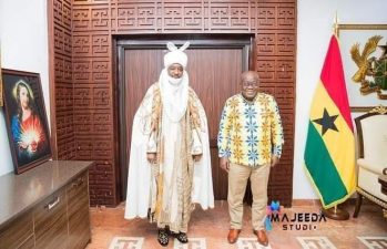 PHOTO NEWS: His Highness Muhammad Sanusi II in audience with President Akufo-Addo and Vice President Dr. Bawumia of the Republic of Ghana