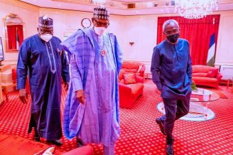 ELECTORAL BILL: As President Buhari receives leadership of NASS in State House