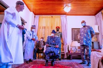 President Buhari condoles with Shonekans in Lagos 