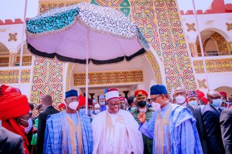 Leaders who swear by Holy Book must not abuse public office, President Buhari says in Emir of Lafia’s Palace