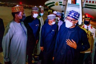PHOTO NEWS: Nigeria’s President Buhari on arrival in Abu Dhabi, UAE Thursday
