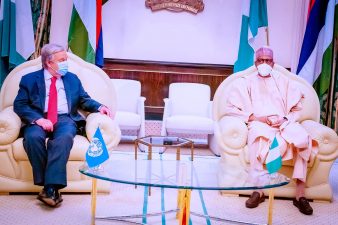 We’re happy world is still with us in fighting terrorism, President Buhari tells UN scribe, Antonio Guterres