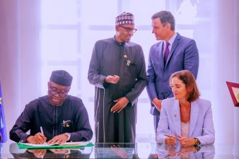 PHOTO NEWS: President Buhari in audience with Spanish President H.E. Pedro Sanchez in Madrid on 1st June 2022