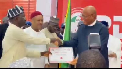 2023: Umo Eno, Akwa Ibom PDP Guber Candidate, receives Certificate of Return in Abuja