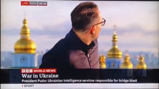 Strike on Ukrainian capital, Kyiv, interrupts BBC live report Monday