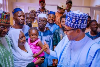 President Buhari, on impromptu visit, meets freed Kaduna train passengers in hospital