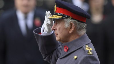 King Charles III leads Remembrance Sunday service at Cenotaph to honour veterans