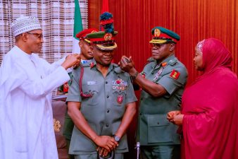 President Buhari decorates newly promoted Commander, Brigade of Guards