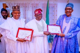 President Buhari receives newly elected President, Vice President