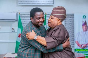 Femi Adesina received by Governor of homestate, Adeleke, says ‘East or West, home is the best’